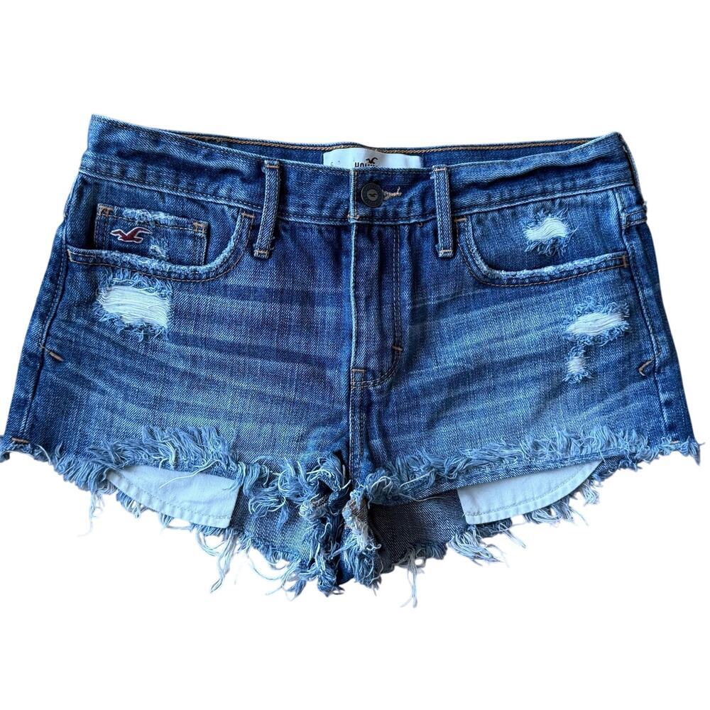 Hollister Frayed Distressed Cutoff Denim Jean Shorts Size 27 90's y2k summer